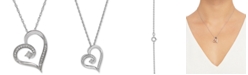 Macy's Diamond Heart Pendant Necklace (1/10 ct. t.w.) in Sterling Silver 